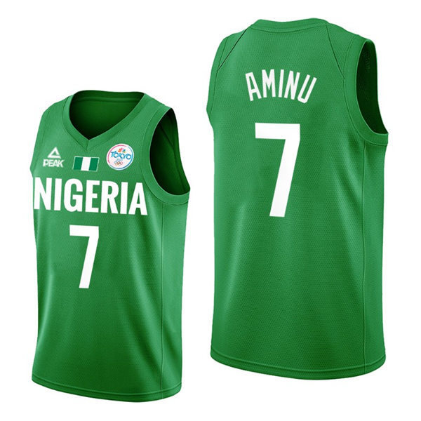 Mens Nigeria Basketball Team #7 Al-Farouq Aminu Adidas Green 2020 Summer Olympics Player Jersey