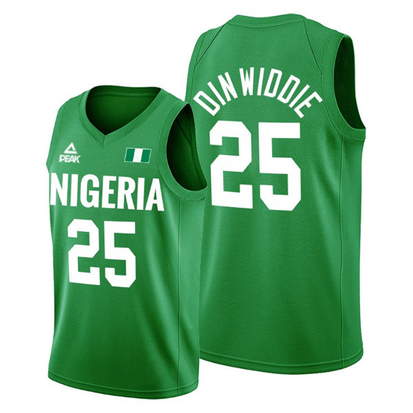 Mens Nigeria Basketball Team #25 Spencer Dinwiddie Adidas Green 2020 Summer Olympics Player Jersey