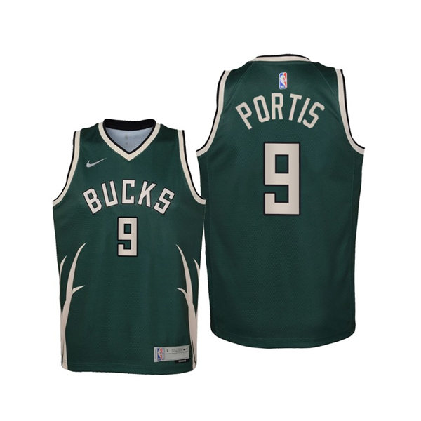 Youth Milwaukee Bucks #9 Bobby Portis Green Nike 2021 Earned Edition Swingman Jersey