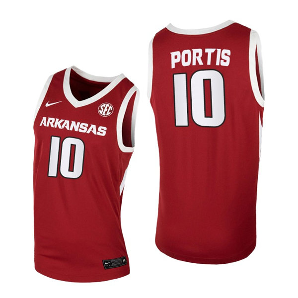 Mens Arkansas Razorbacks #10 Bobby Portis Nike 2020-21 Cardinal College Basketball Game Jersey