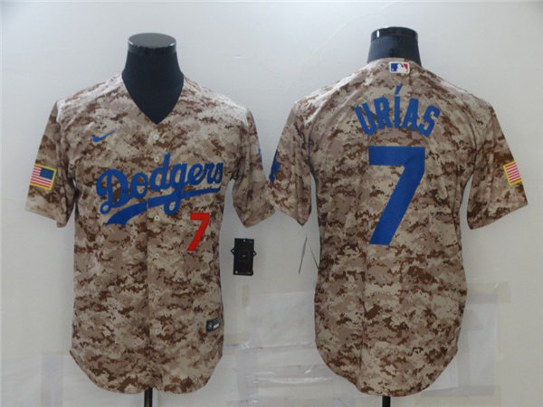 Mens Los Angeles Dodgers #7 Julio Urias Nike Camo Cooperstown Collection Jersey