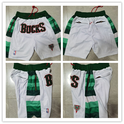 Mens Milwaukee Bucks White Justdon 4 pockets Shorts