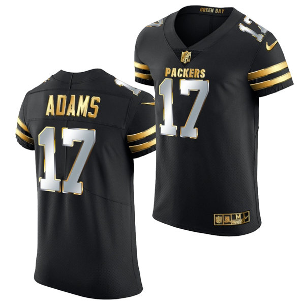 Mens Green Bay Packers #17 Davante Adams Nike 2020-21 Black Golden Edition Jersey