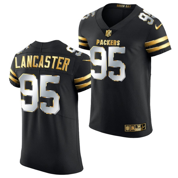 Mens Green Bay Packers #95 Tyler Lancaster Nike 2020-21 Black Golden Edition Jersey