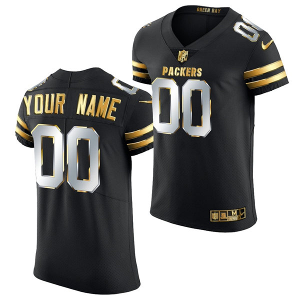 Mens Green Bay Packers Custom Nike 2020-21 Black Golden Edition Jersey