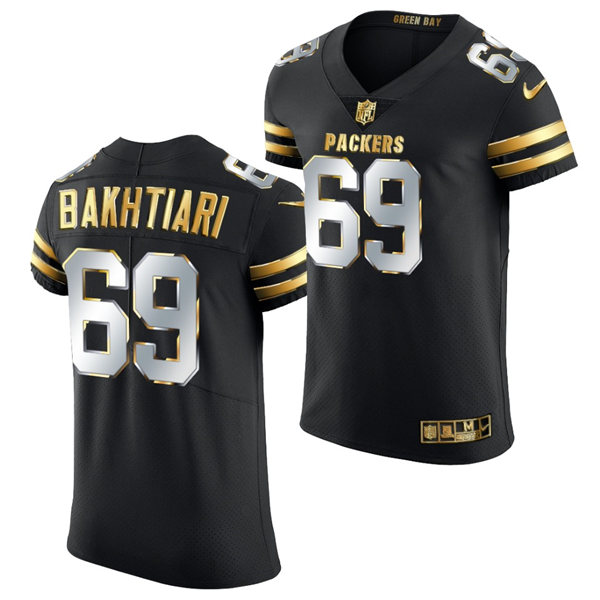 Mens Green Bay Packers #69 David Bakhtiari Nike 2020-21 Black Golden Edition Jersey