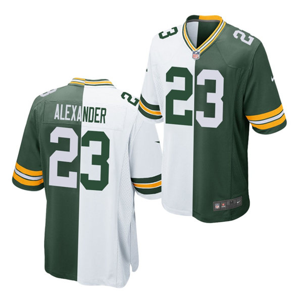 Mens Green Bay Packers #23 Jaire Alexander Nikw White Green Split Two Tone Jersey