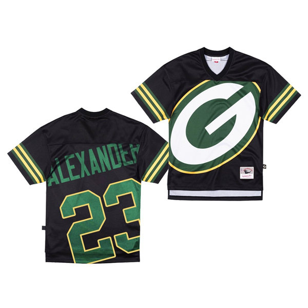 Mens Green Bay Packers #23 Jaire Alexander Black Mitchell & Ness Big Face Jersey