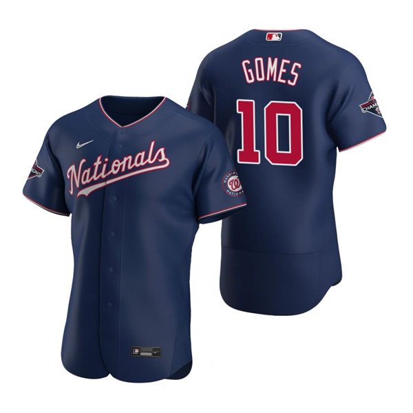 Mens Washington Nationals #10 Yan Gomes Nike Navy Alternate Nationals FlexBase Player Jersey