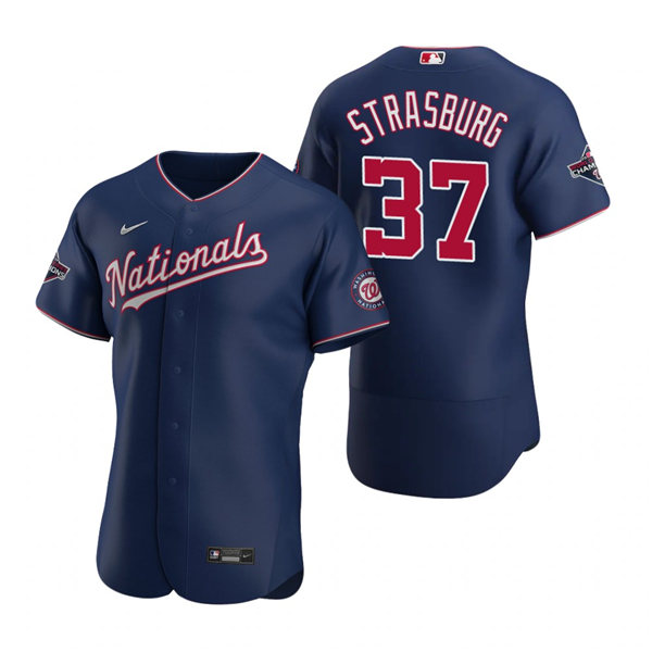 Mens Washington Nationals #37 Stephen Strasburg Nike Navy Alternate Nationals FlexBase Player Jersey