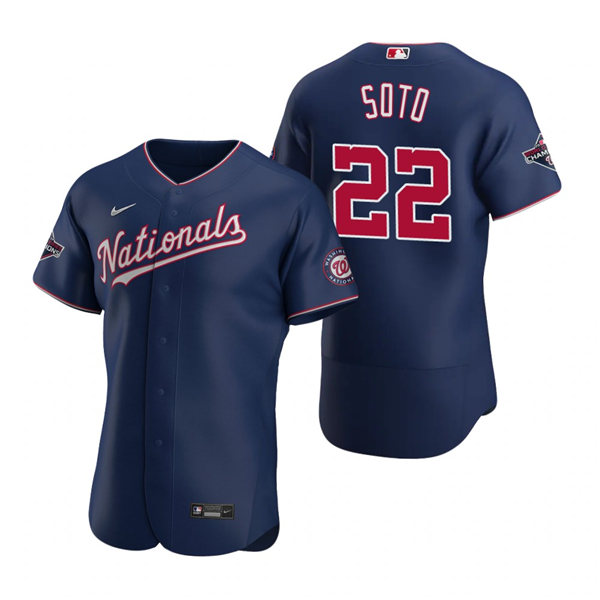 Mens Washington Nationals #22 Juan Soto Nike Navy Alternate Nationals FlexBase Player Jersey