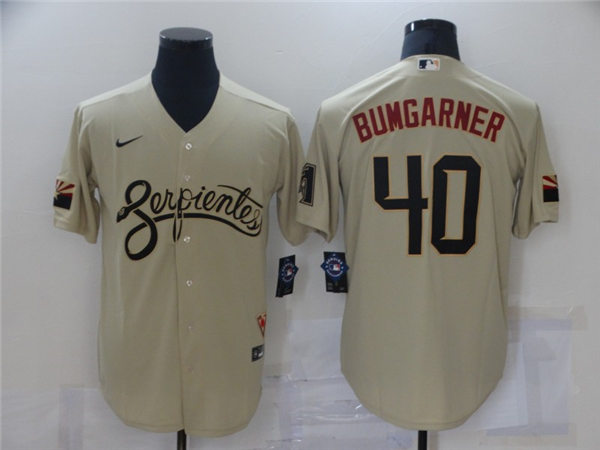 Mens Arizona Diamondbacks #40 Madison Bumgarner Nike Tan 2021 Arizona City Connect Jersey