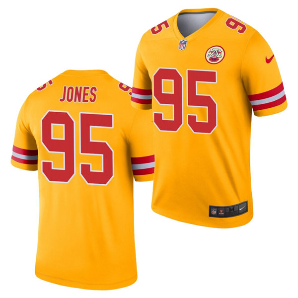 Mnes Kansas City Chiefs #95 Chris Jones Nike Gold Inverted Legend Jersey