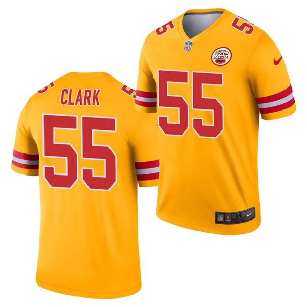 Mnes Kansas City Chiefs #55 Frank Clark Nike Gold Inverted Legend Jersey