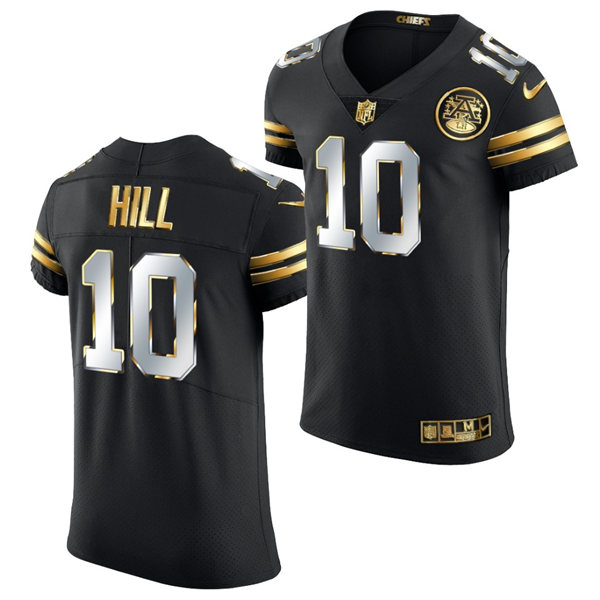 Mens Kansas City Chiefs #10 Tyreek Hill Nike 2020-21 Black Golden Edition Jersey