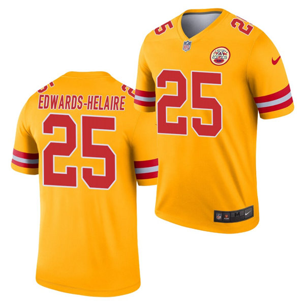 Mens Kansas City Chiefs #25 Clyde Edwards-Helaire Nike Gold Inverted Legend Jersey