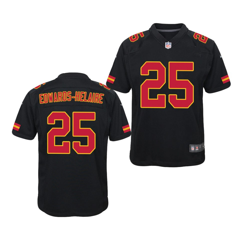 Youth Kansas City Chiefs #25 Clyde Edwards-Helaire Nike Black Fashion Limited Jersey