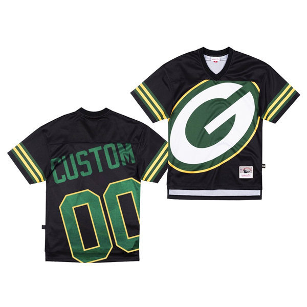 Mens Green Bay Packers Custom Ray Nitschke Bart Starr Reggie White Cal Hubbard Jerry Kramer Brett Favre Black Big Face Jersey