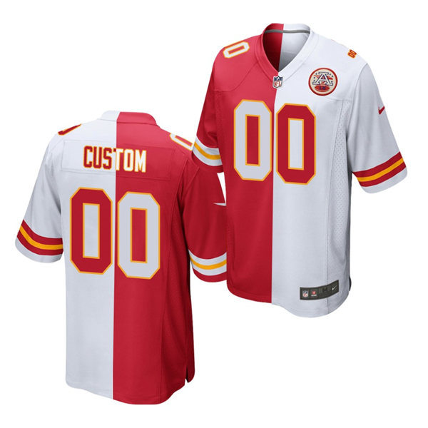 Mens Kansas City Chiefs Custom Tyreek Hill Marcus Allen Joe Montana Derrick Thomas Nike Red White Split Jersey