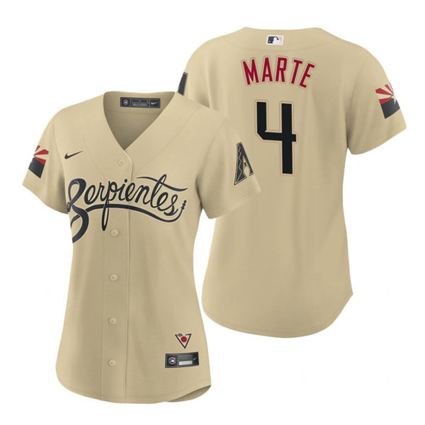 Womens Arizona Diamondbacks #4 Ketel Marte Nike Tan 2021 Arizona City Connect Jersey