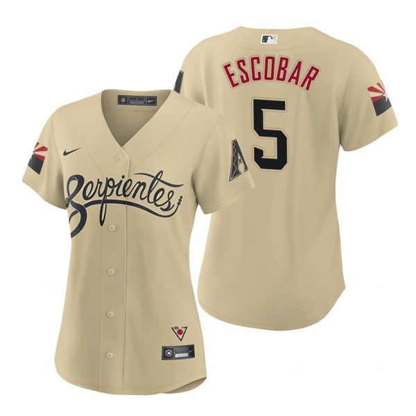 Womens Arizona Diamondbacks #5 Eduardo Escobar Nike Tan 2021 Arizona City Connect Jersey