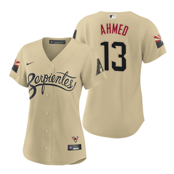 Womens Arizona Diamondbacks #13 Nick Ahmed Nike Tan 2021 Arizona City Connect Jersey