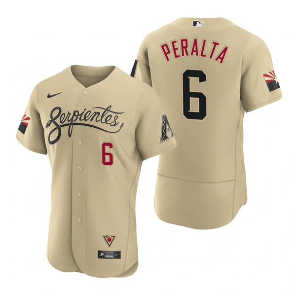 Mens Arizona Diamondbacks #6 David Peralta Nike Tan 2021 Arizona City Connect Jersey