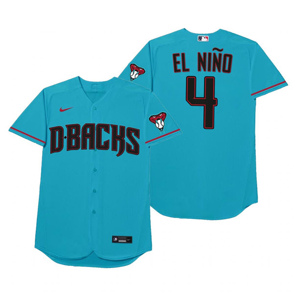 Mens Arizona Diamondbacks #4 Ketel Marte Nike Blue 2021 Players' Weekend Nickname El Nino Jersey