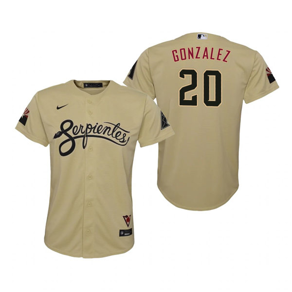 Youth Arizona Diamondbacks Retired Player #20 Luis Gonzalez Nike Tan 2021 Arizona City Connect Jersey