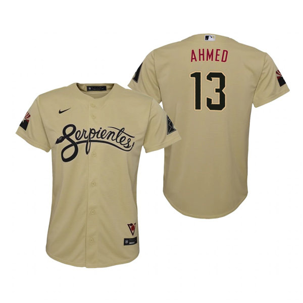 Youth Arizona Diamondbacks #13 Nick Ahmed  Nike Tan 2021 Arizona City Connect Jersey