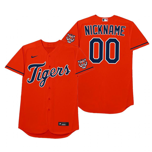 Mens Detroit Tigers Custom Sparky Anderson Al Kaline Alan Trammell Jack Morris Casey Mize Nike Orange 2021 Players' Weekend Nickname Jersey