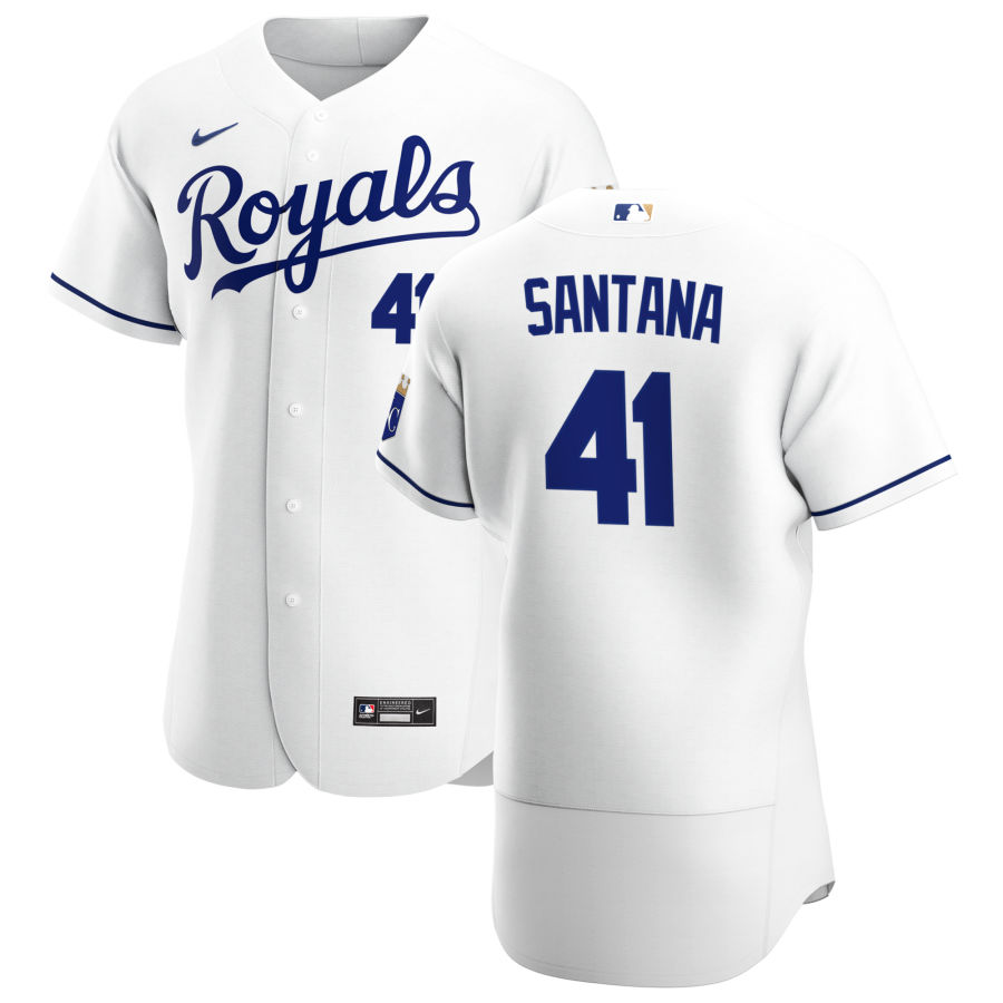 Mens Kansas City Royals #41 Carlos Santana Nike Home White Flexbase Player Jersey