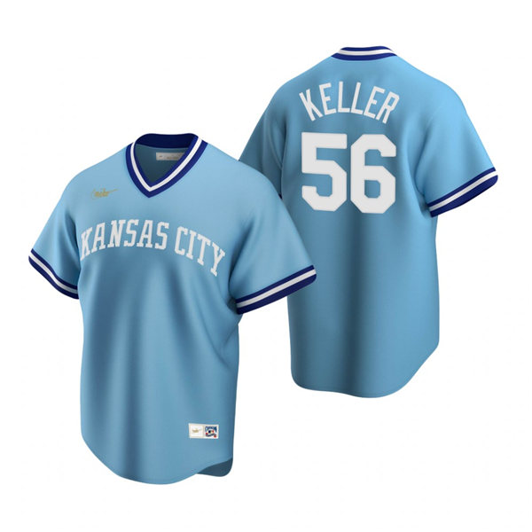 Mens Kansas City Royals #56 Brad Keller Nike Light Blue Cooperstown Collection Jersey