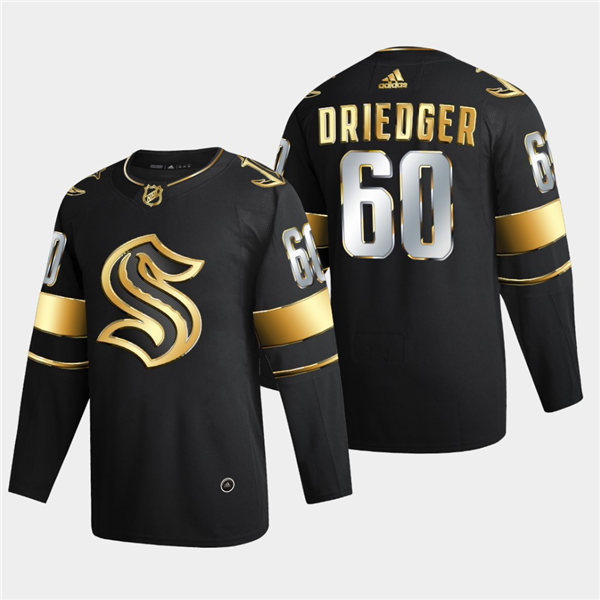 Mens Seattle Kraken #60 Chris Driedger Adidas Black 2021 Golden Edition Jersey