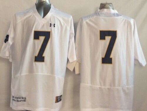 Men's Notre Dame Fighting Irish #7 Brandon Wimbush Under Armour White Without Name College Football Game Jersey