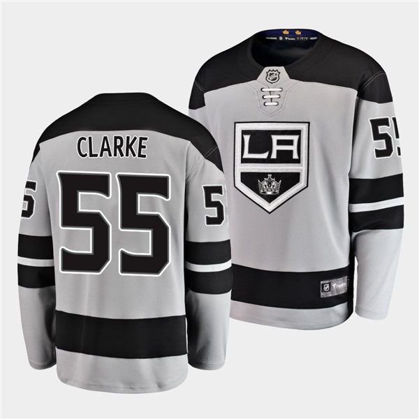 Mens Los Angeles Kings #55 Brandt Clarke Stitched NHL adidas Alternate Grey Jersey