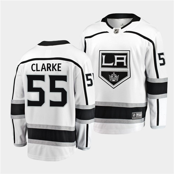 Mens Los Angeles Kings #55 Brandt Clarke Stitched NHL adidas White Away Jersey