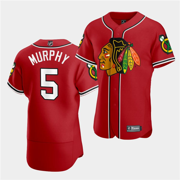 Mens Chicago Blackhawks #5 Connor Murphy NHL X MLB Crossover Edition Red Baseball Jersey