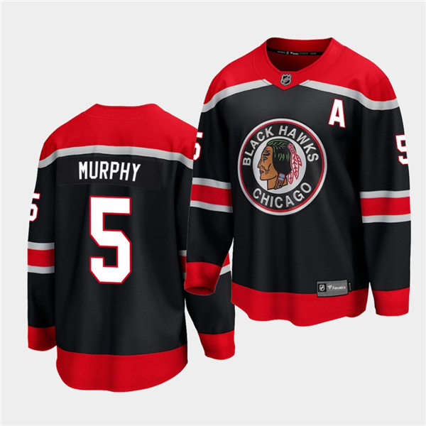 Mens Chicago Blackhawks #5 Connor Murphy Adidas Black 2020-21 Reverse Retro Jersey