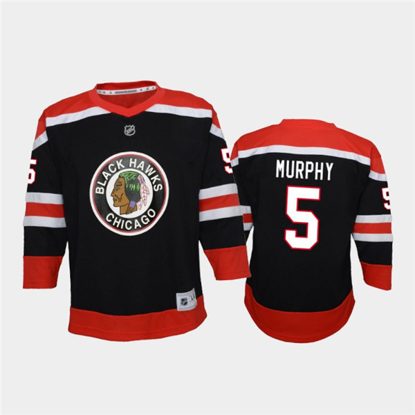 Youth Chicago Blackhawks #5 Connor Murphy Adidas Black 2021 NHL Reverse Retro Jersey