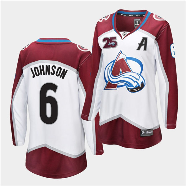 Womens Colorado Avalanche #6 Erik Johnson Adidas Away White Player Jersey