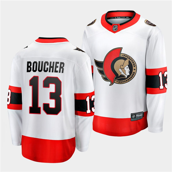 Mens Ottawa Senators #13 Tyler Boucher Adidas 2021 Away White Jersey