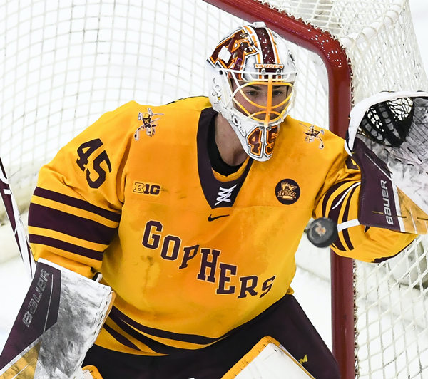 Mens Minnesota Golden Gophers #45 Jack LaFontaine Nike Gold College Hockey Jersey