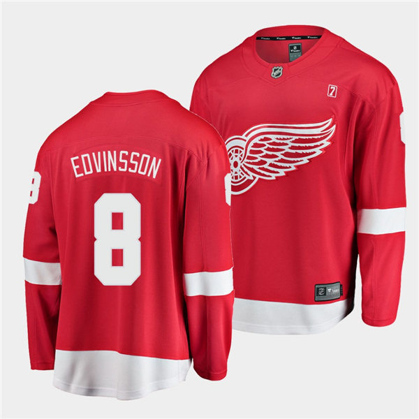 Mens Detroit Red Wings #8 Simon Edvinsson Adidas Home Red Jersey