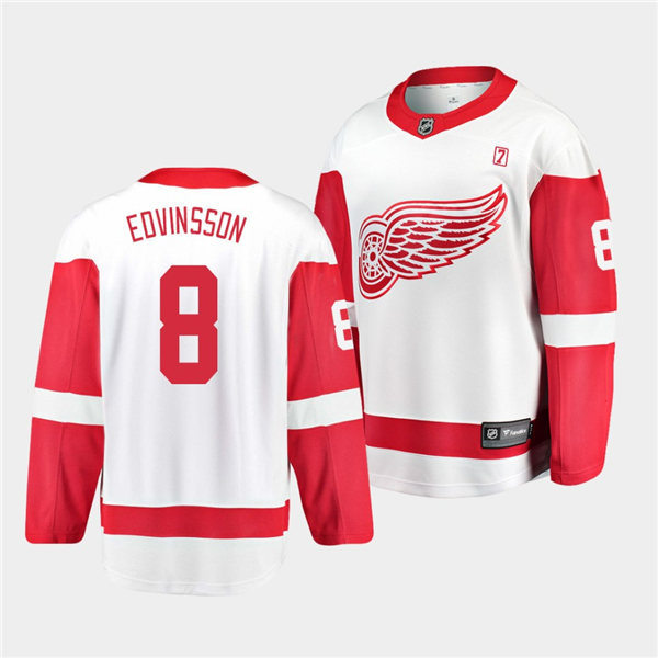 Mens Detroit Red Wings #8 Simon Edvinsson Adidas White Away Jersey