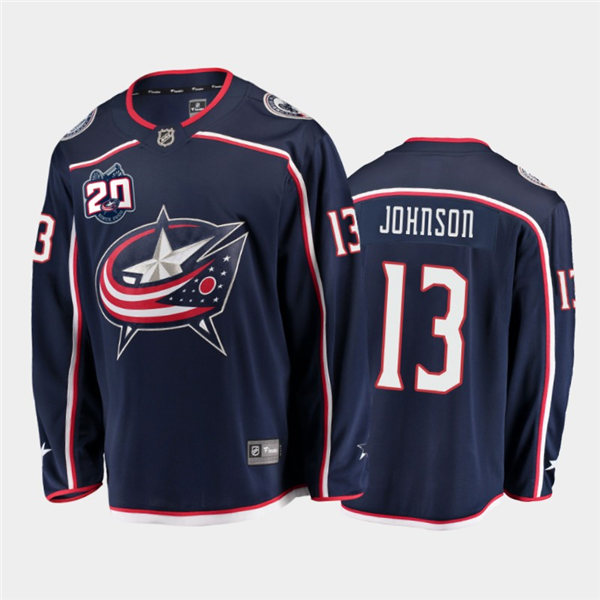 Mens Columbus Blue Jackets #13 Kent Johnson adidas Navy Home Stitched NHL Jersey
