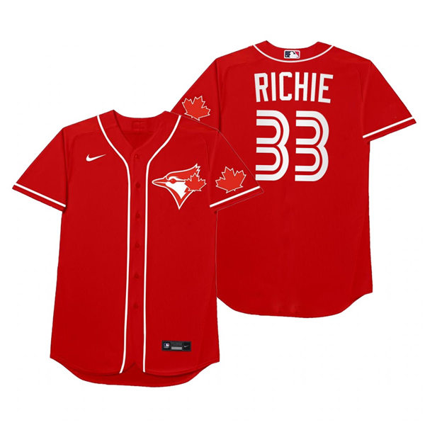 Mens Toronto Blue Jays #33 Trevor Richards Nike Red 2021 Players' Weekend Nickname Richie Jersey