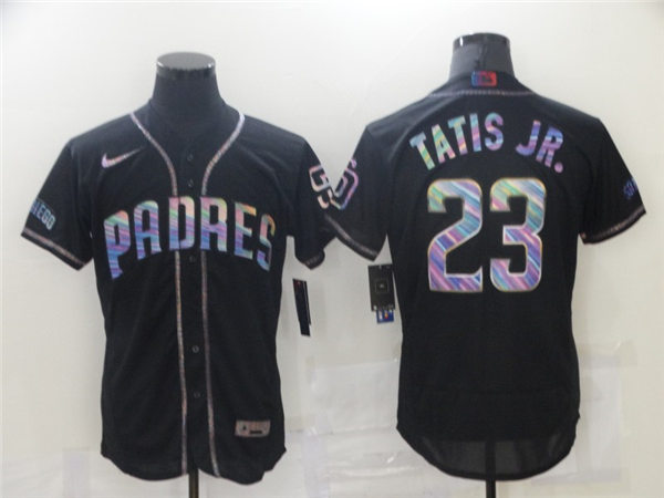 Mens San Diego Padres #23 Fernando Tatis Jr. Nike Black Holographic Golden Edition Jersey