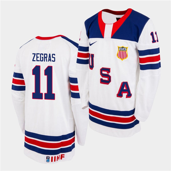 Mens IIHF USA Hockey Team U18 13 Cole Caufield Nike 2020 White Home Jersey