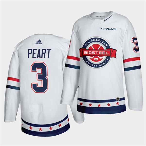 Mens BioSteel All-American Hockey #3 Jack Peart Adidas White Game Jersey